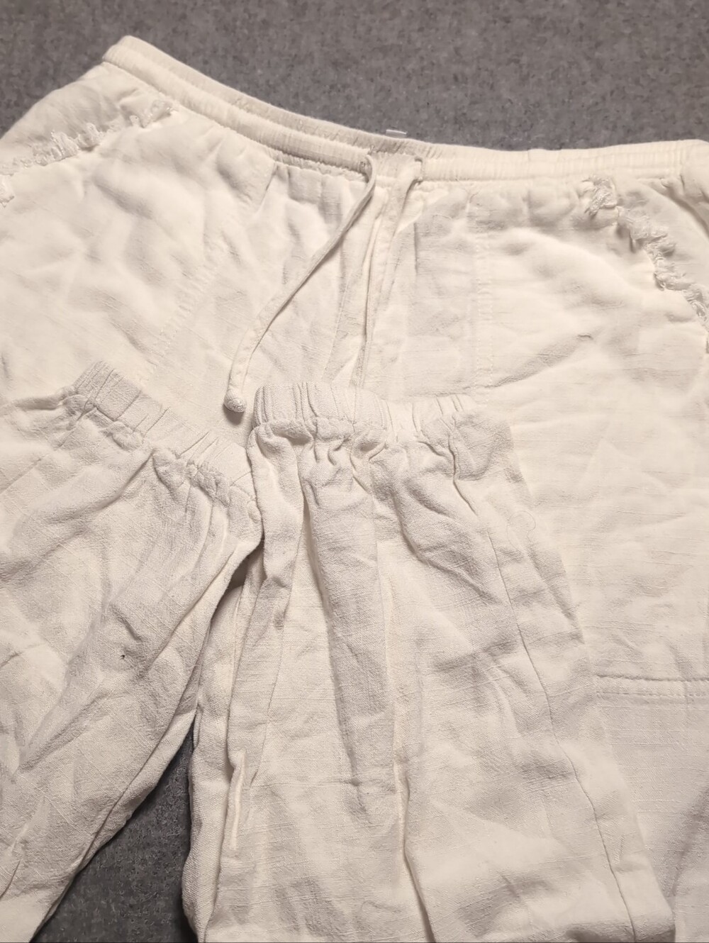 Olivaceous Cream Linen Blend Raw Hem Joggers Small